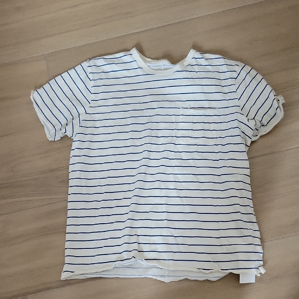 Rag & Bone White Tee with Blue Stripes
